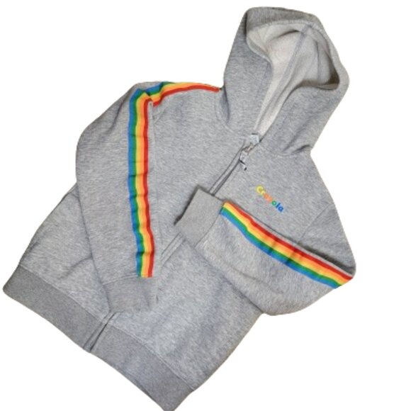 Crayola Rainbow Stripe Zip Hoodie Jacket Long Sleeve Pocket Fits 7 year old - Picture 2 of 13